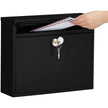 Wall-Mounted Letterbox – Metal – Black – Front Slot with Copper Lock