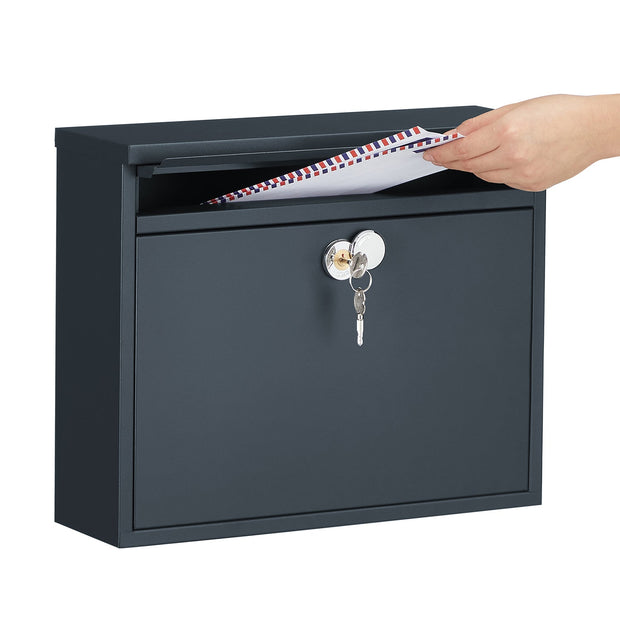 Wall-Mounted Mailbox – Metal – Black – Secure Locking System