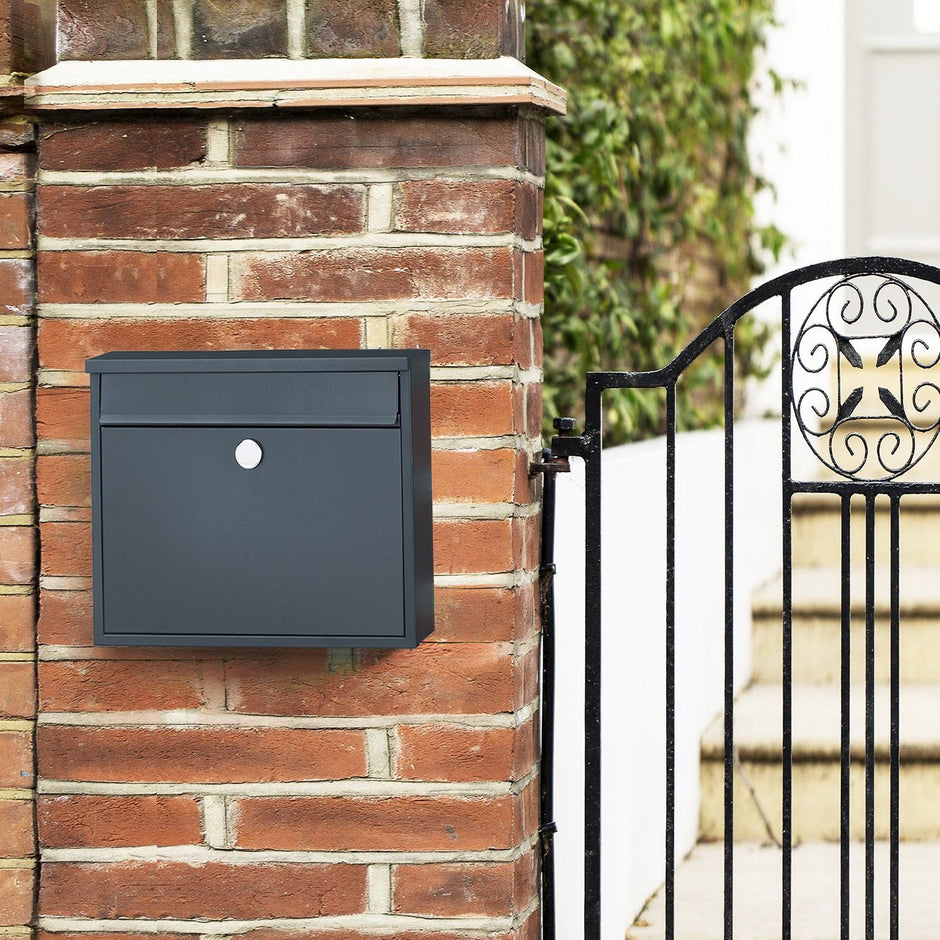 Wall-Mounted Mailbox – Metal – Black – Secure Locking System