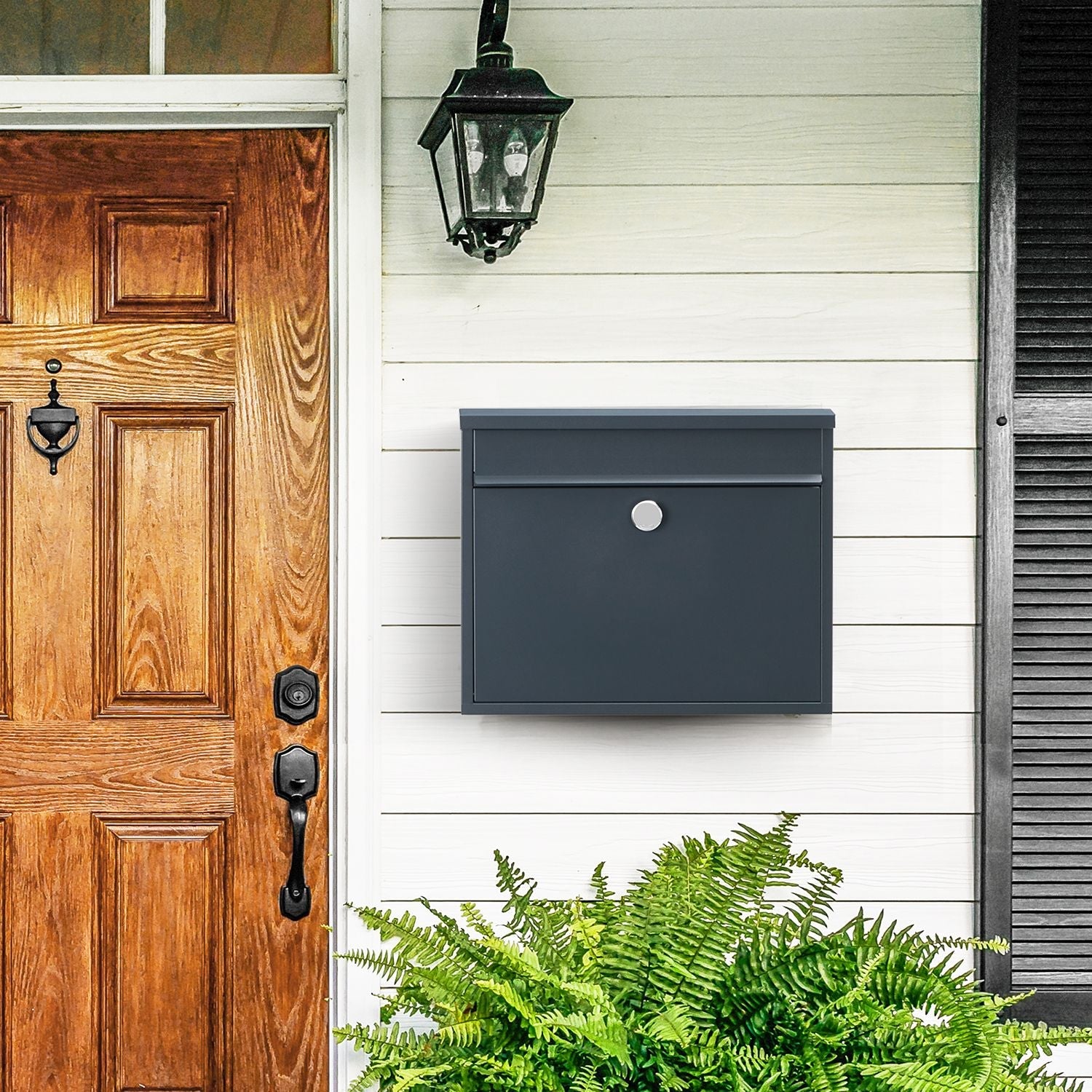 Wall-Mounted Mailbox – Metal – Black – Secure Locking System