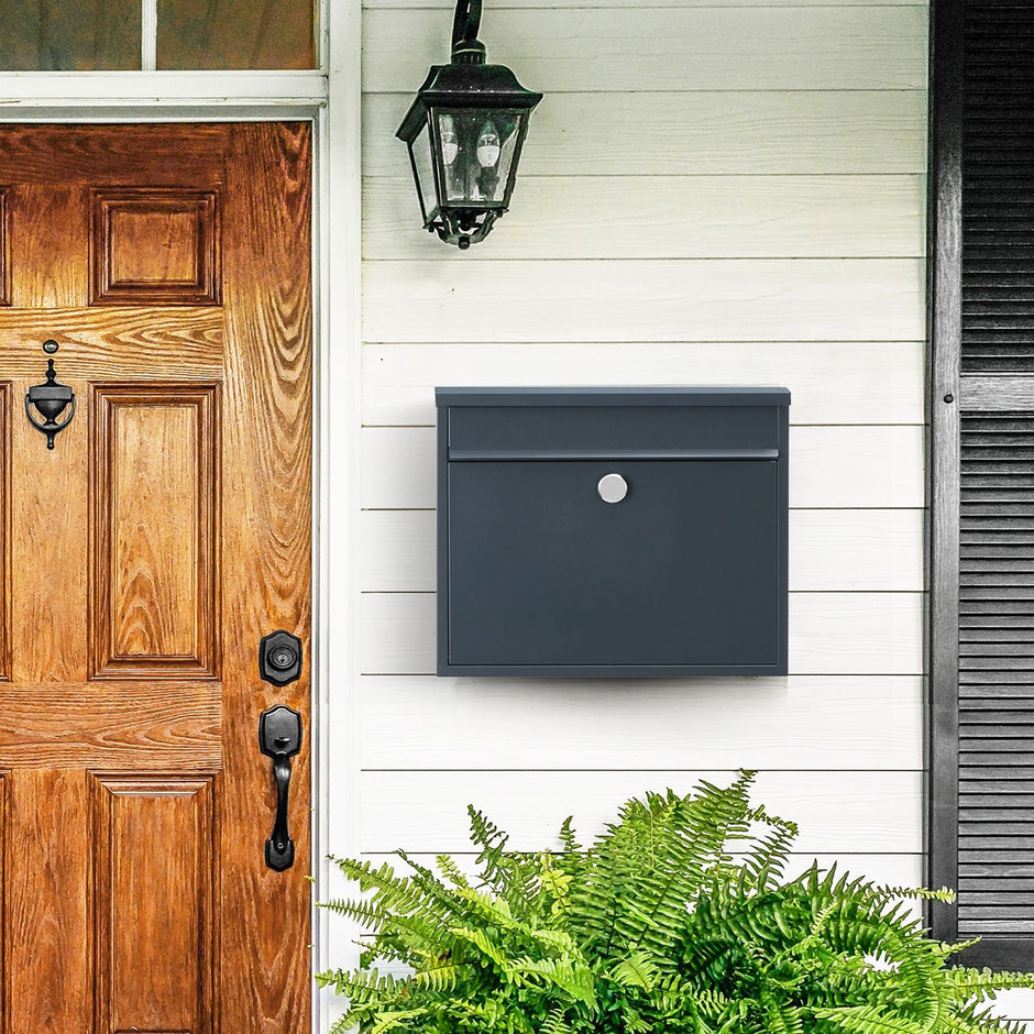 Wall-Mounted Mailbox – Metal – Black – Secure Locking System