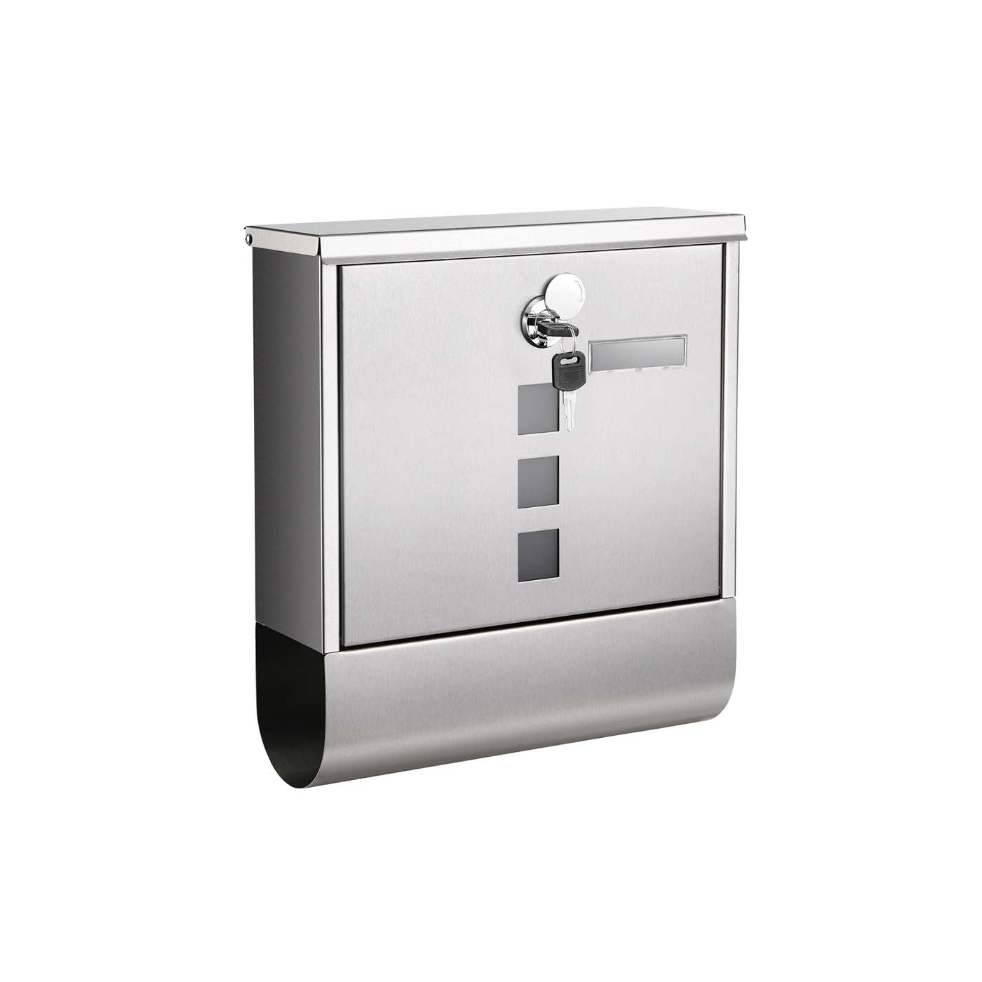 Wall-Mounted Mailbox – Stainless Steel – Black – Lockable with Newspaper Holder and Viewing Windows