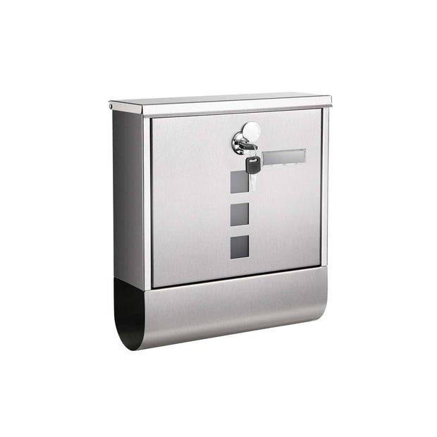 Wall-Mounted Mailbox – Stainless Steel – Black – Lockable with Newspaper Holder and Viewing Windows