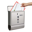 Wall-Mounted Mailbox – Stainless Steel – Black – Lockable with Newspaper Holder and Viewing Windows