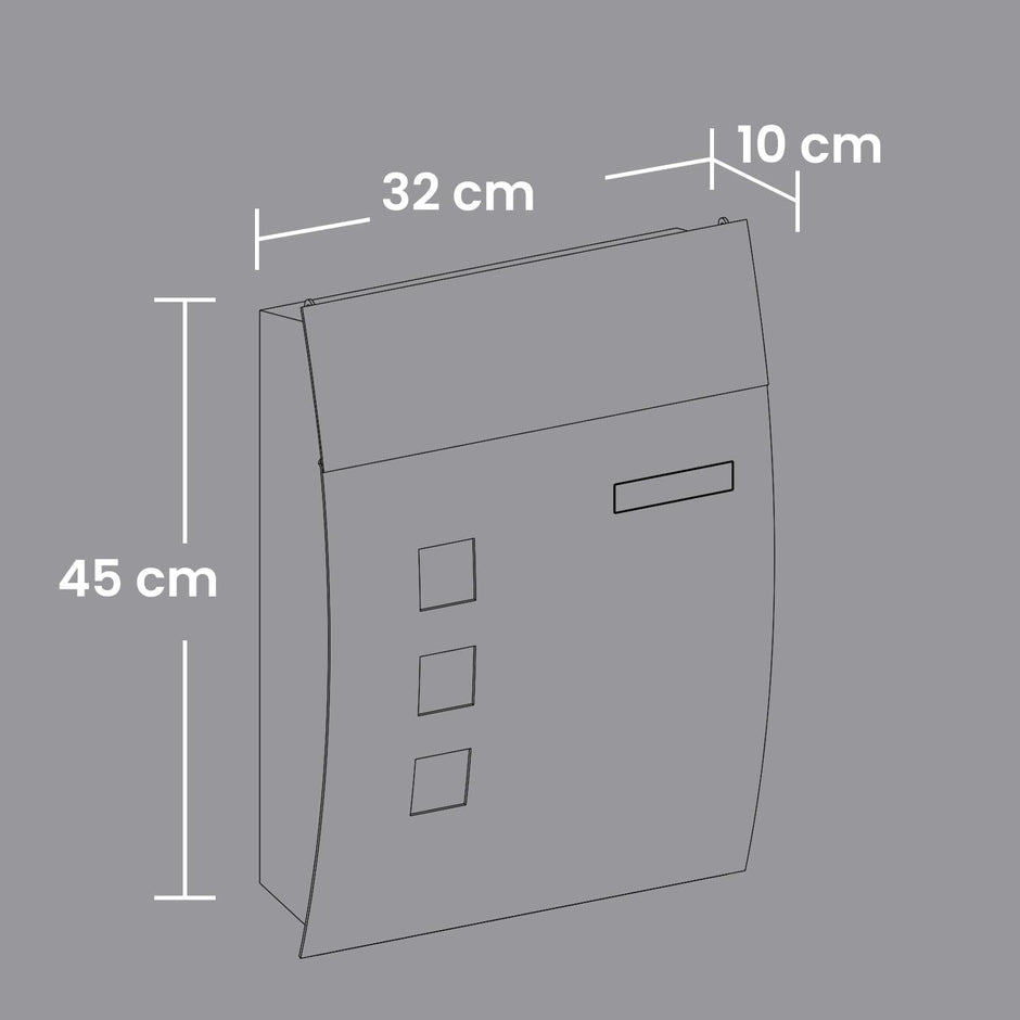 Mailbox – Metal – Anthracite Grey – Wall-Mounted, Lockable with Viewing Windows and Nameplate