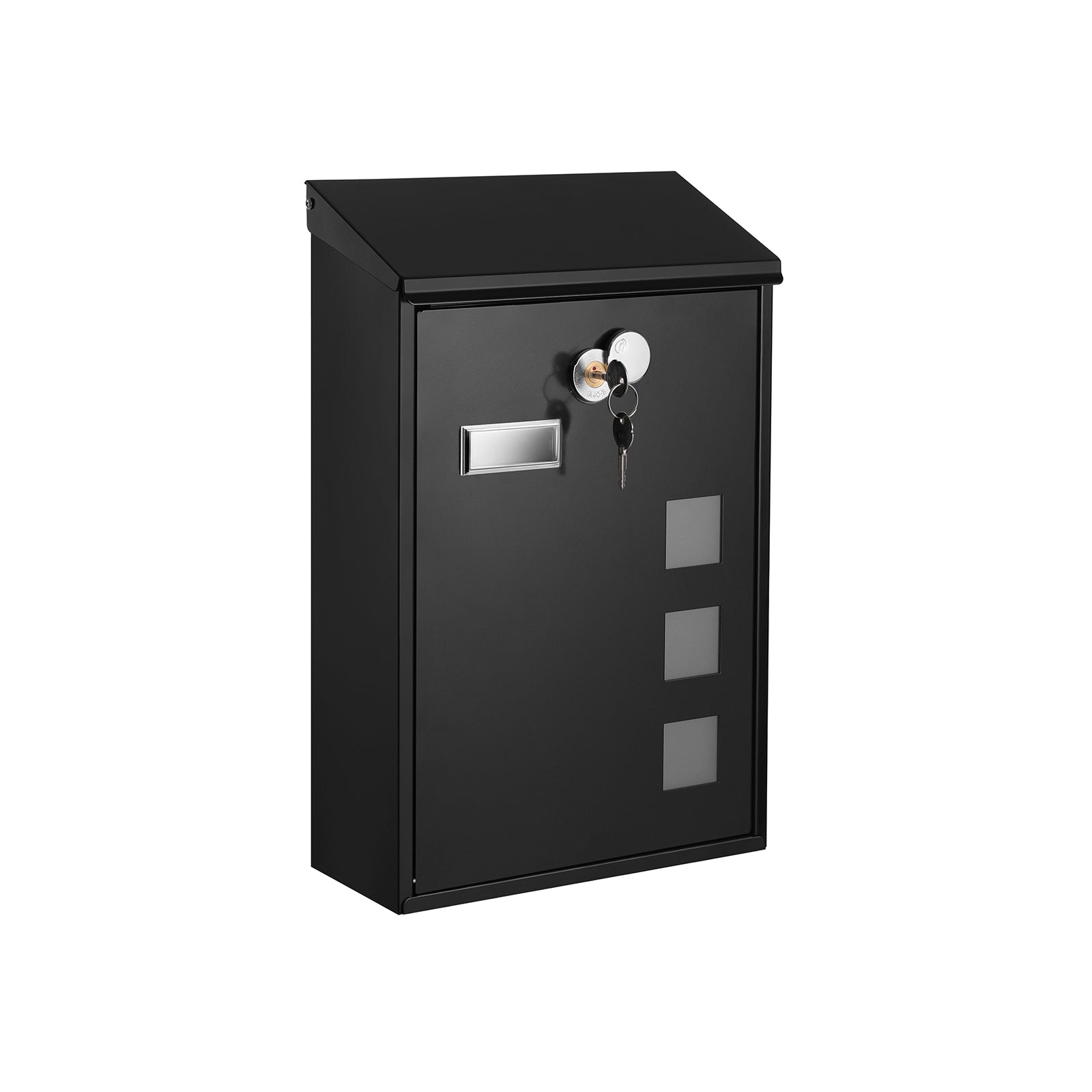 Wall-Mounted Post Letter Box – Copper Core – Black – Swivel Cap with Viewing Windows