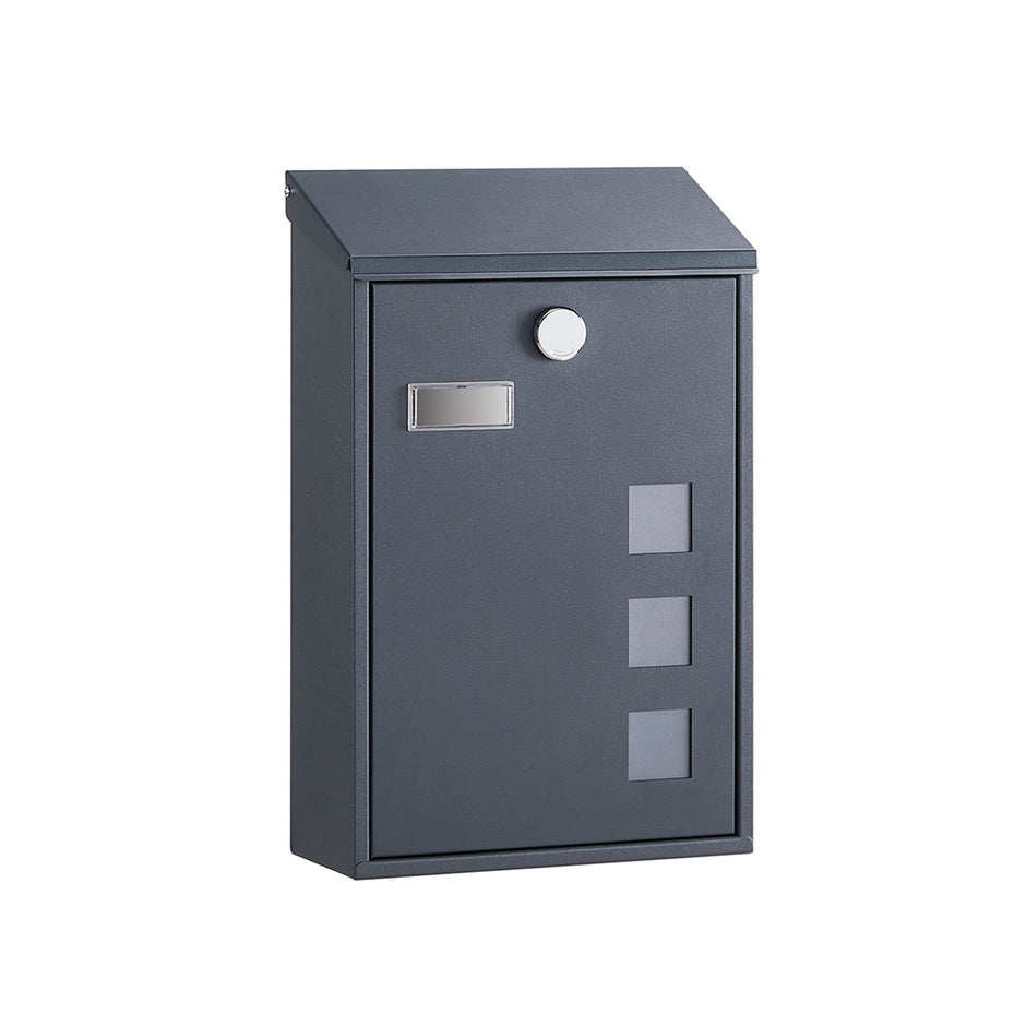 Wall-Mounted Mailbox – Copper Core – Black – Swivel Cap and Viewing Windows