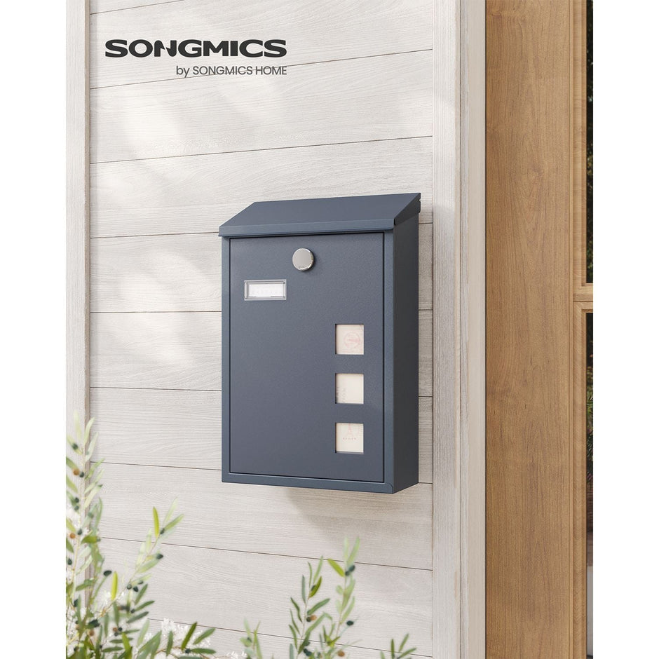 Wall-Mounted Mailbox – Copper Core – Black – Swivel Cap and Viewing Windows