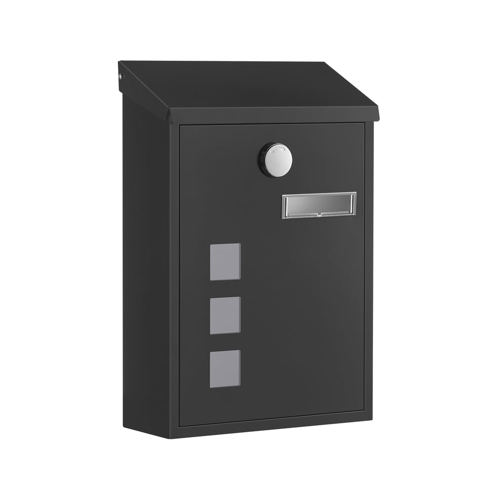 Wall-Mounted Mailbox – Copper Core – Black – Swivel Cap and Viewing Windows