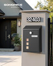 Wall-Mounted Mailbox – Copper Core – Black – Swivel Cap and Viewing Windows