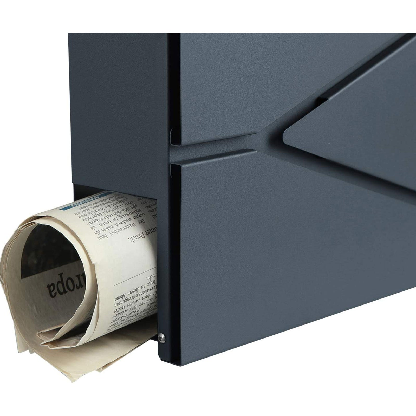 Lockable Wall-Mounted Mailbox – Steel – Anthracite Grey – Includes Newspaper Holder
