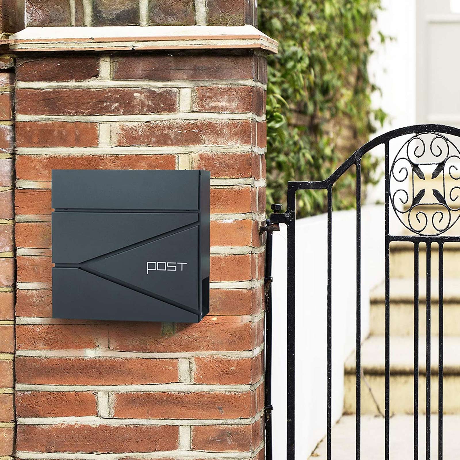 Lockable Wall-Mounted Mailbox – Steel – Anthracite Grey – Includes Newspaper Holder
