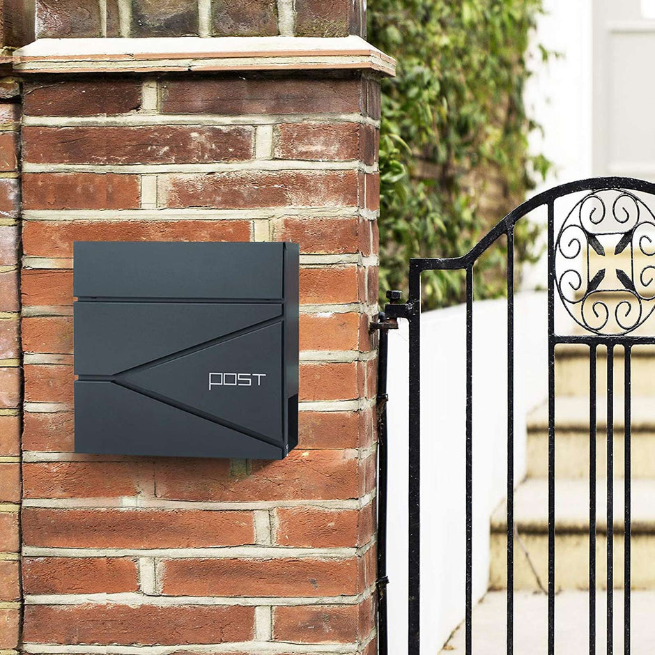 Lockable Wall-Mounted Mailbox – Steel – Anthracite Grey – Includes Newspaper Holder