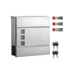 Wall-Mounted Mailbox – Stainless Steel – Black – Lockable with Newspaper Holder