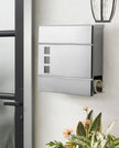 Wall-Mounted Mailbox – Stainless Steel – Black – Lockable with Newspaper Holder