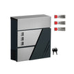 Large Wall-Mounted Locking Mailbox – Stainless Steel – Silver and Anthracite Grey – with Viewing Windows and Keys