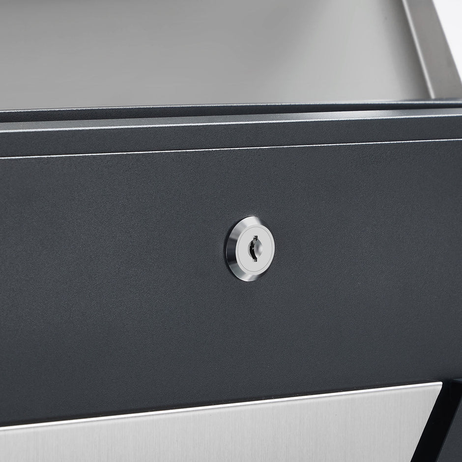 Large Wall-Mounted Locking Mailbox – Stainless Steel – Silver and Anthracite Grey – with Viewing Windows and Keys
