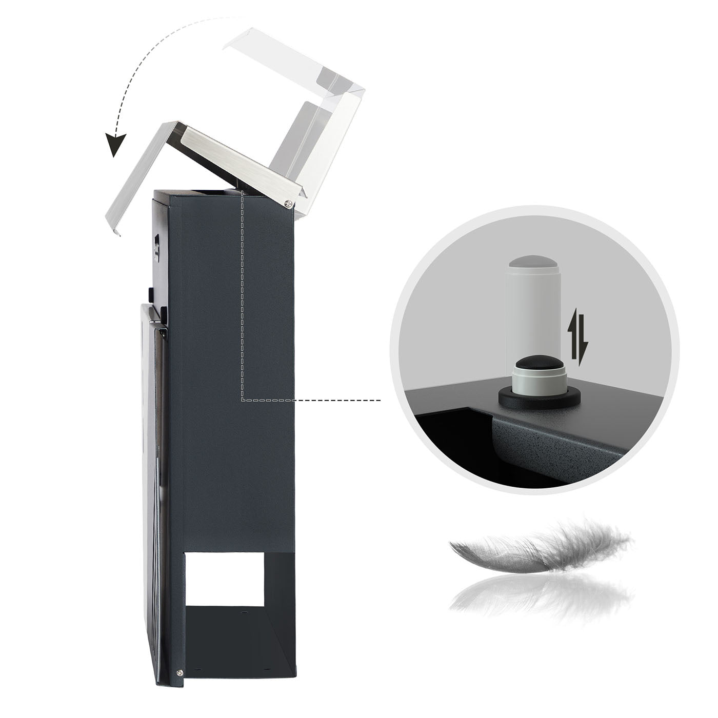 Large Wall-Mounted Locking Mailbox – Stainless Steel – Silver and Anthracite Grey – with Viewing Windows and Keys