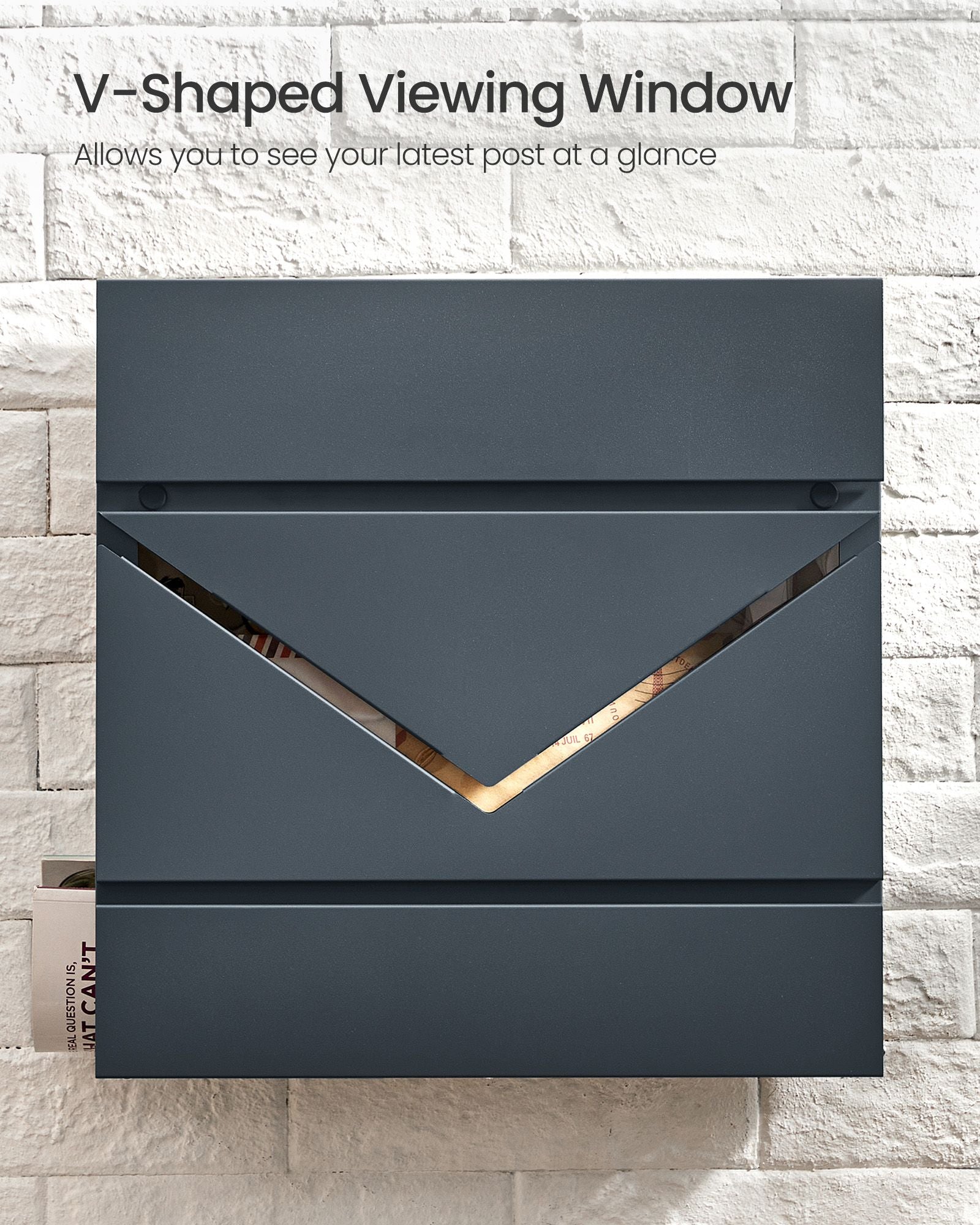 Wall-Mounted Mailbox – Steel – Anthracite Grey – With Lock and Viewing Window