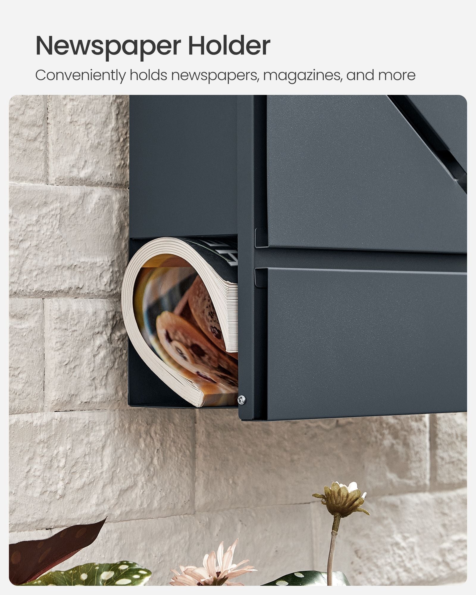 Wall-Mounted Mailbox – Steel – Anthracite Grey – With Lock and Viewing Window