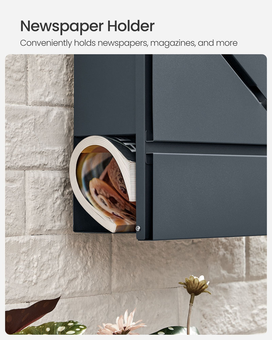 Wall-Mounted Mailbox – Steel – Anthracite Grey – With Lock and Viewing Window