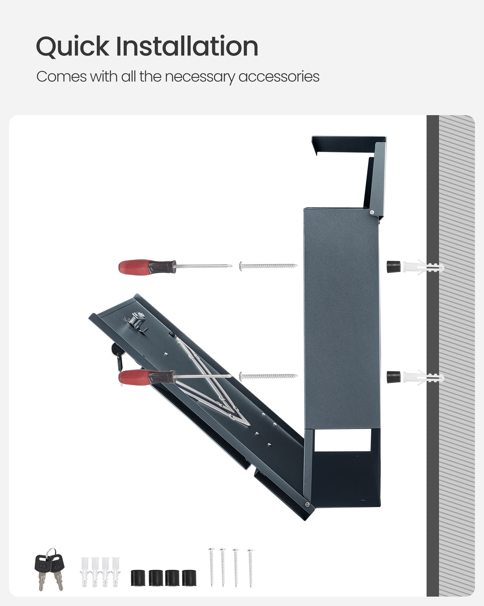 Wall-Mounted Mailbox – Steel – Anthracite Grey – With Lock and Viewing Window