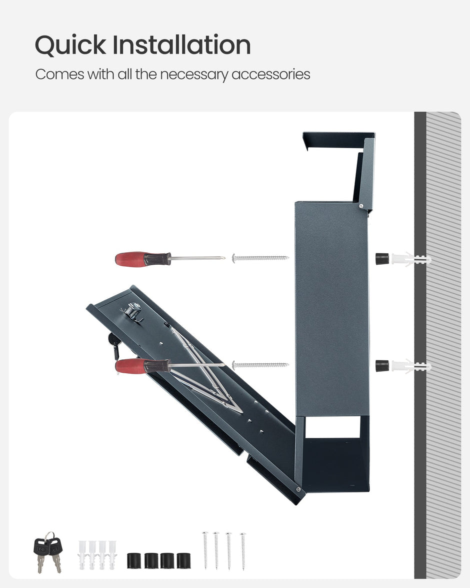 Wall-Mounted Mailbox – Steel – Anthracite Grey – With Lock and Viewing Window