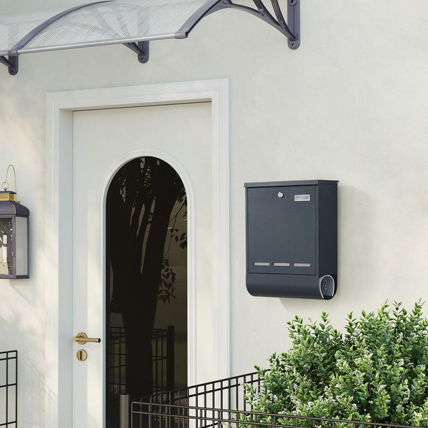 Wall-Mounted Letter Box – Metal – Anthracite Grey – Secure with Viewing Window and Newspaper Holder