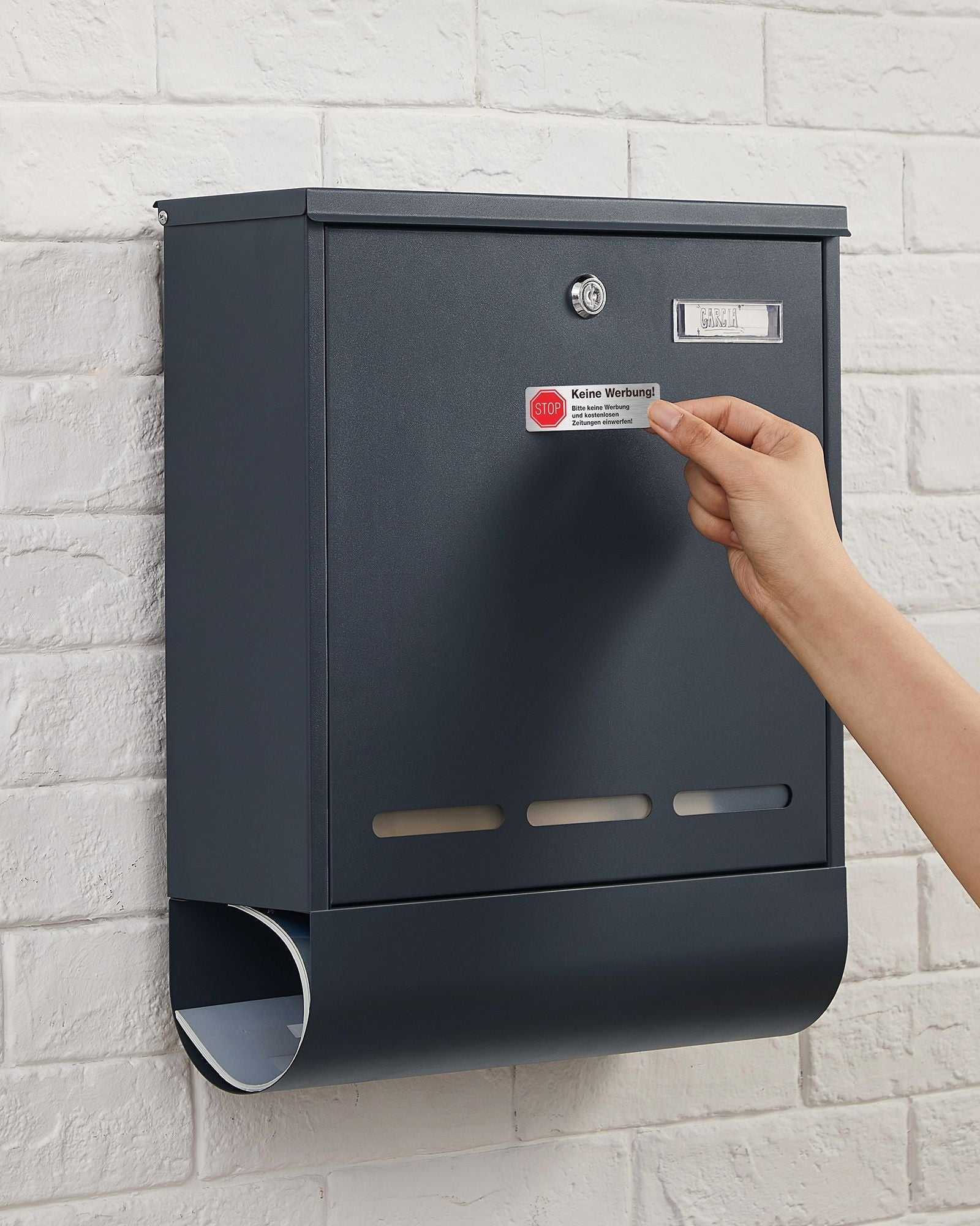 Wall-Mounted Letter Box – Metal – Anthracite Grey – Secure with Viewing Window and Newspaper Holder