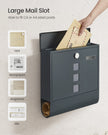 Wall Mounted Post Box – Metal – Anthracite Grey – Capped Lock with Newspaper Holder and Viewing Windows