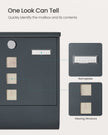 Wall Mounted Post Box – Metal – Anthracite Grey – Capped Lock with Newspaper Holder and Viewing Windows