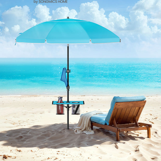 Garden Parasol – Fabric – Blue – UPF 50+ Sun Protection with Adjustable Height and Double-Side Tilt