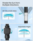 Garden Parasol – Fabric – Blue – UPF 50+ Sun Protection with Adjustable Height and Double-Side Tilt