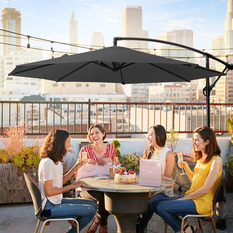 Cantilever Umbrella – Fabric – Grey – Offset Design with Crank and UPF 50+ Protection