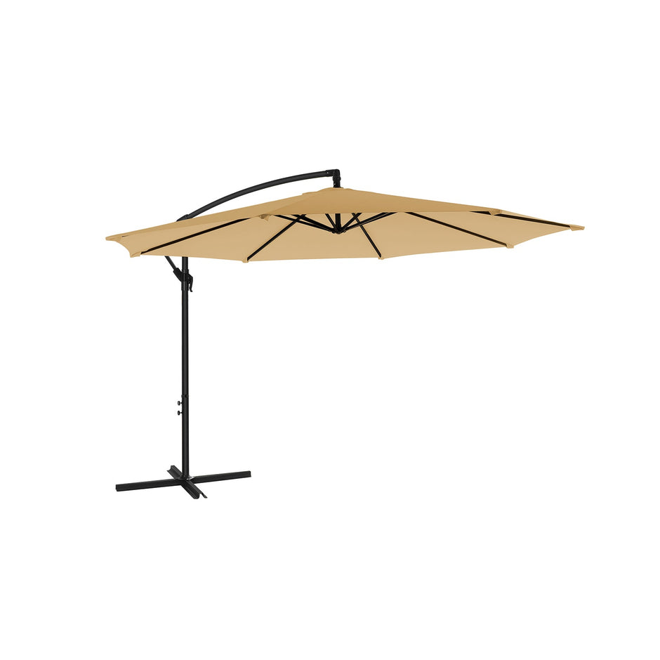 Large Cantilever Parasol – Fabric – Taupe – Offset Design with UPF 50+ Sun Protection and Crank Mechanism