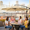 Large Cantilever Parasol – Fabric – Taupe – Offset Design with UPF 50+ Sun Protection and Crank Mechanism
