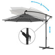 Cantilever Parasol – Fabric – Grey – Solar-Powered LED Lights, Offset Design