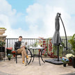 Cantilever Parasol – Fabric – Grey – Solar-Powered LED Lights, Offset Design