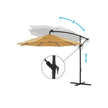 Cantilever Parasol – Fabric – Taupe – Solar-Powered LED Lights, Offset Design with Base