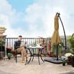 Cantilever Parasol – Fabric – Taupe – Solar-Powered LED Lights, Offset Design with Base