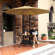 Cantilever Parasol – Fabric – Taupe – Solar-Powered LED Lights, Offset Design with Base