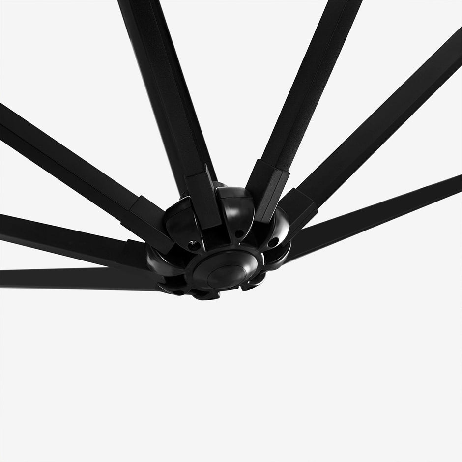 Cantilever Parasol – Fabric – Taupe – Solar-Powered LED Lights, Offset Design with Base