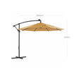 Cantilever Parasol – Fabric – Taupe – Solar-Powered LED Lights, Offset Design with Base
