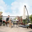Cantilever Garden Patio Parasol – Fabric – Beige – Solar-Powered LED Lights, 3 m Offset Design
