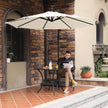 Cantilever Garden Patio Parasol – Fabric – Beige – Solar-Powered LED Lights, 3 m Offset Design