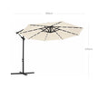 Cantilever Garden Patio Parasol – Fabric – Beige – Solar-Powered LED Lights, 3 m Offset Design