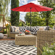 Patio Sun Umbrella – Polyester – Red – UV50+, Octagonal Canopy with Tilt and Crank Mechanism
