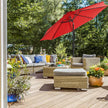Patio Sun Umbrella – Polyester – Red – UV50+, Octagonal Canopy with Tilt and Crank Mechanism
