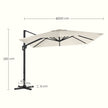 Cantilever Parasol – Fabric – Beige – 3 x 3 m, Offset Design, UPF 50+, 360° Rotation, Adjustable Tilt