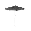 Garden Parasol Umbrella – Fabric – Grey – Solar-Powered LED Lights, UPF 50+ Protection, Tilting Crank Handle